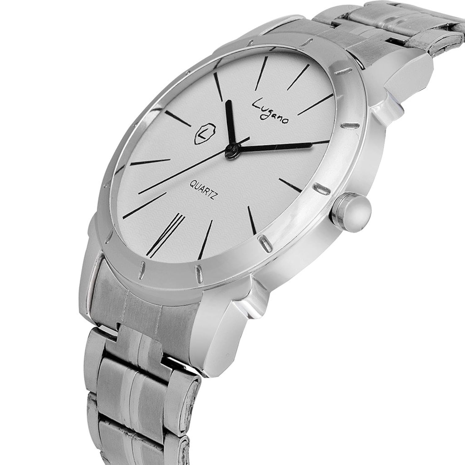 lugano white dail round metal strap analog wacth-for men,boys