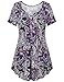 Bebonnie Women Tops and Blouse, Womens Henley V Neck Short Sleeve Tie Dye Printed Contrast Tee Shirts Violet L