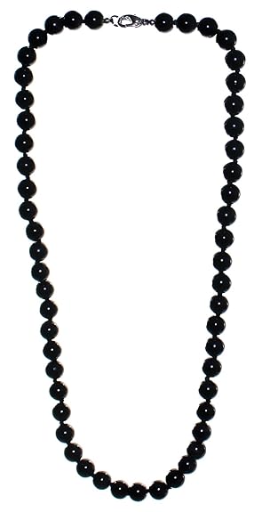 Edelsteinkette Obsidian ca. 50 cm lang, Kugelkette aus Obsidian schwarz
