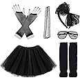 Miayon Kids 6 in 1 Costume Accessories 1970s 1980s Fancy Outfits and Dress for Cosplay Party Theme Party for Girl