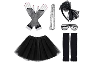 Miayon Kids 6 in 1 Costume Accessories 1970s 1980s Fancy Outfits and Dress for Cosplay Party Theme Party for Girl