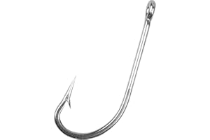AGOOL Fishing Hooks Saltwater J Hooks, 35pcs O'Shaughnessy Forged Hooks Trolling Hooks 34007 Long Shank Hooks Inline Hooks Stainless Steel Extra Strong Hooks for Saltwater Freshwater Fishing