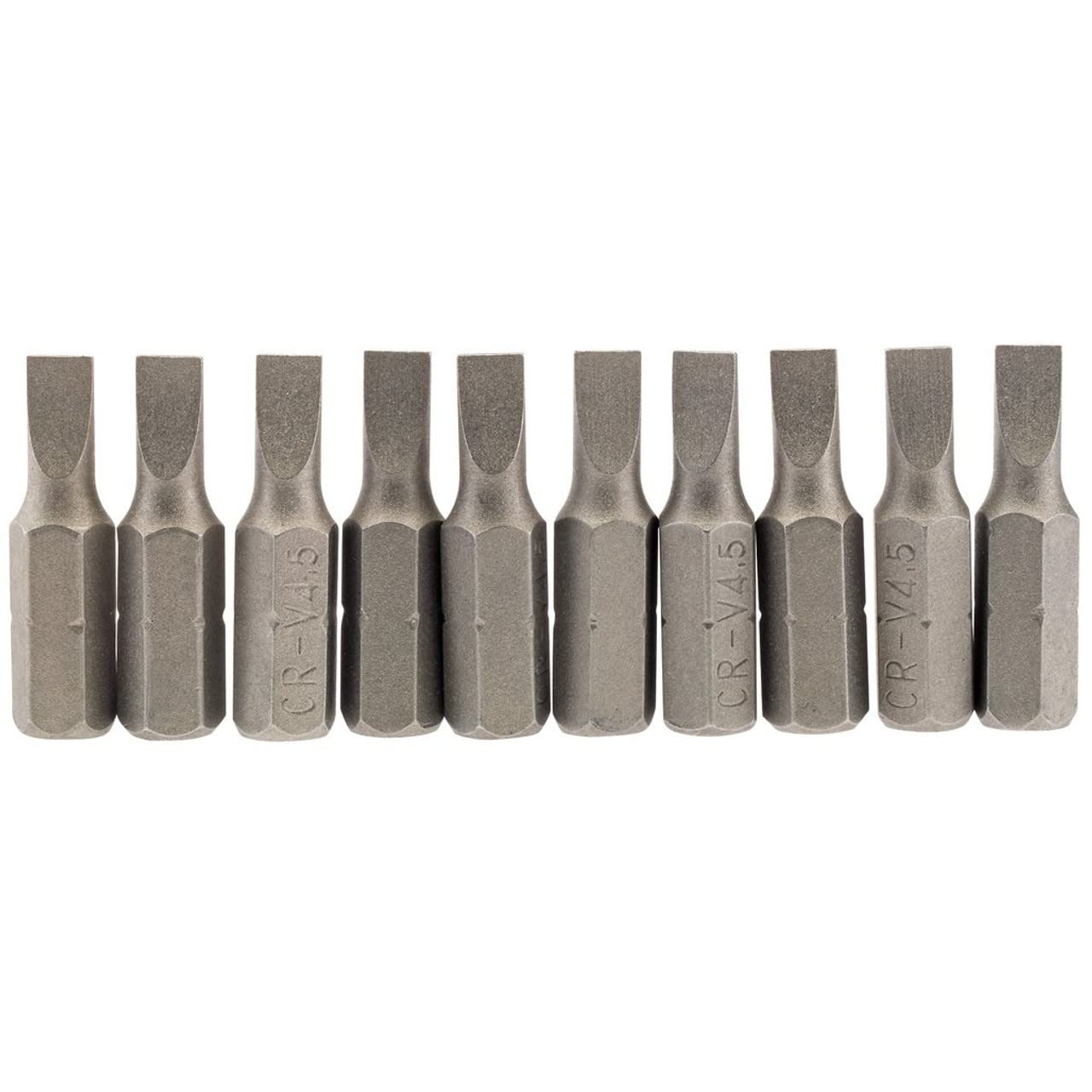 Draper 64027 4.5mm 1/4" Hex Plain Slot Insert Bit 25mm Long (10 Piece) — image 1