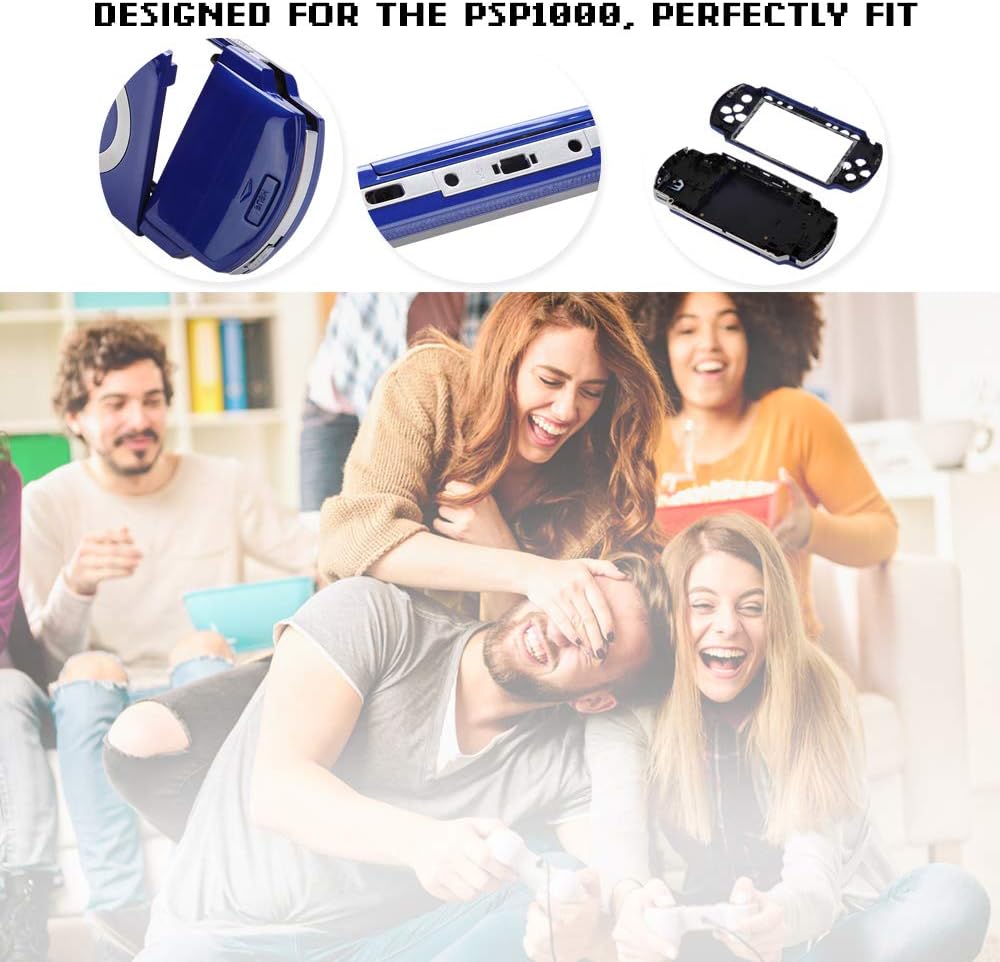 Pomya Full Housing Case Coverfor PSP, Replacement Anti-Drop Shell Set with Buttons Kit for PSP 1000 Replacement Shell(Blue): Electronics