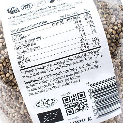 Hemp Seeds - Raw, Organic, Whole, in Eco Biodegradable Packaging - 1kg - Image 4