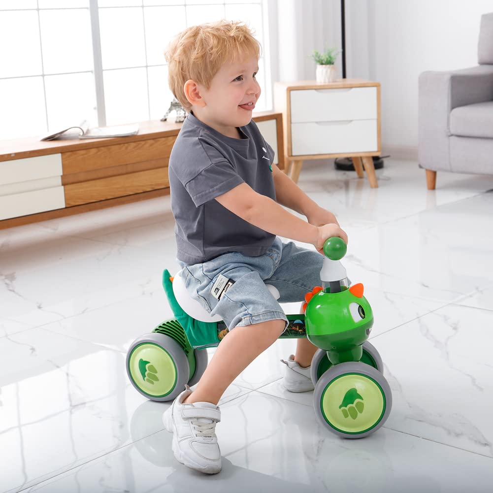 YGJT Baby Balance Bike Toys for 1 Year Old Boys Girls, 10-36 Months Toddler Bike, Non-Pedal 4 Silent Wheels Riding Toys Indoor Outdoor, First Birthday Gifts, Kids Pre-School First Bike Dinosaur