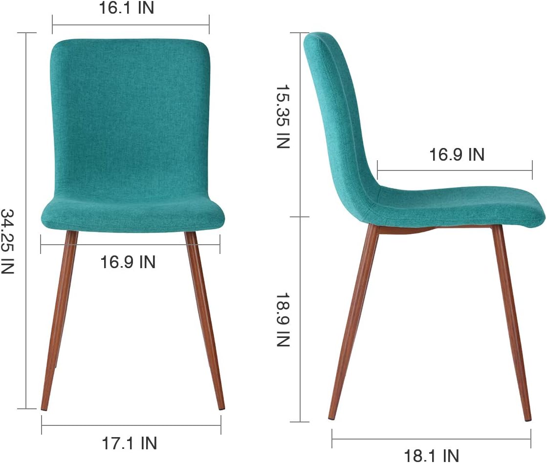 Coavas Dining Chairs Set of 4, Kitchen Chairs with Fabric Cushion Seat Back, Modern Mid Century Living Room Side Chairs with Sturdy Metal Legs for Kitchen Dining Room,Green: Home & Kitchen