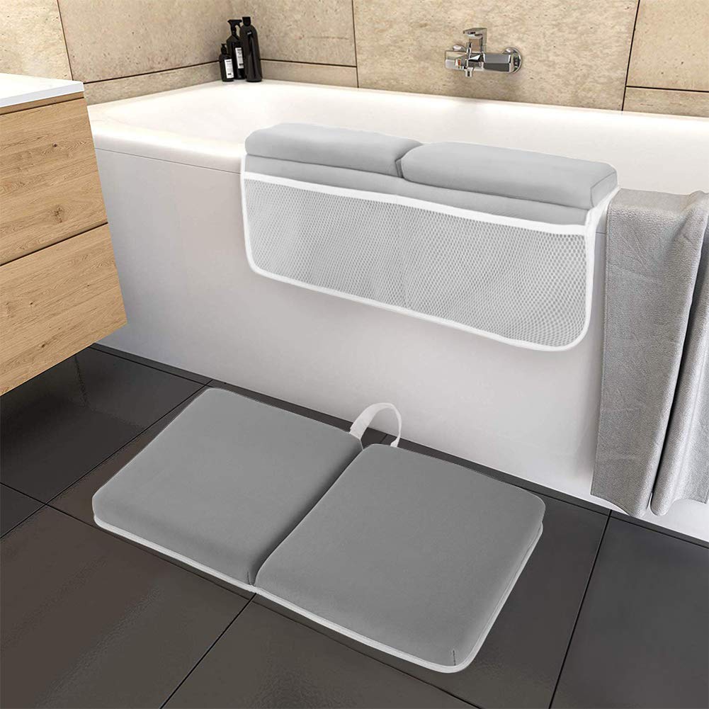 Pawsky Bath Kneeler with Elbow Rest Pad Set, 1.5 inch Thick Kneeling Pad and Elbow Support for Knee & Arm Support Large Bathtub Kneeling Mat with Toy Organizer for Happy Baby Bathing Time : Baby