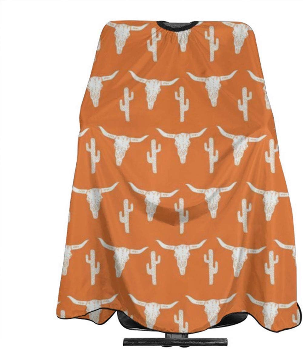 NiYoung Professional Salon Cape for Adults, Waterproof Longhorn Cattle Cow Texas Skull Cactus Salon Cape Lightweight Hairdressing Apron Hair-Cutting Gown, Skin-Friendly