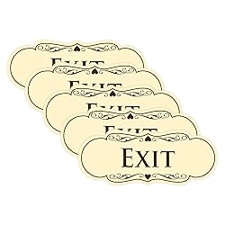 Designer EXIT Sign - Ivory/Dark Brown - Small