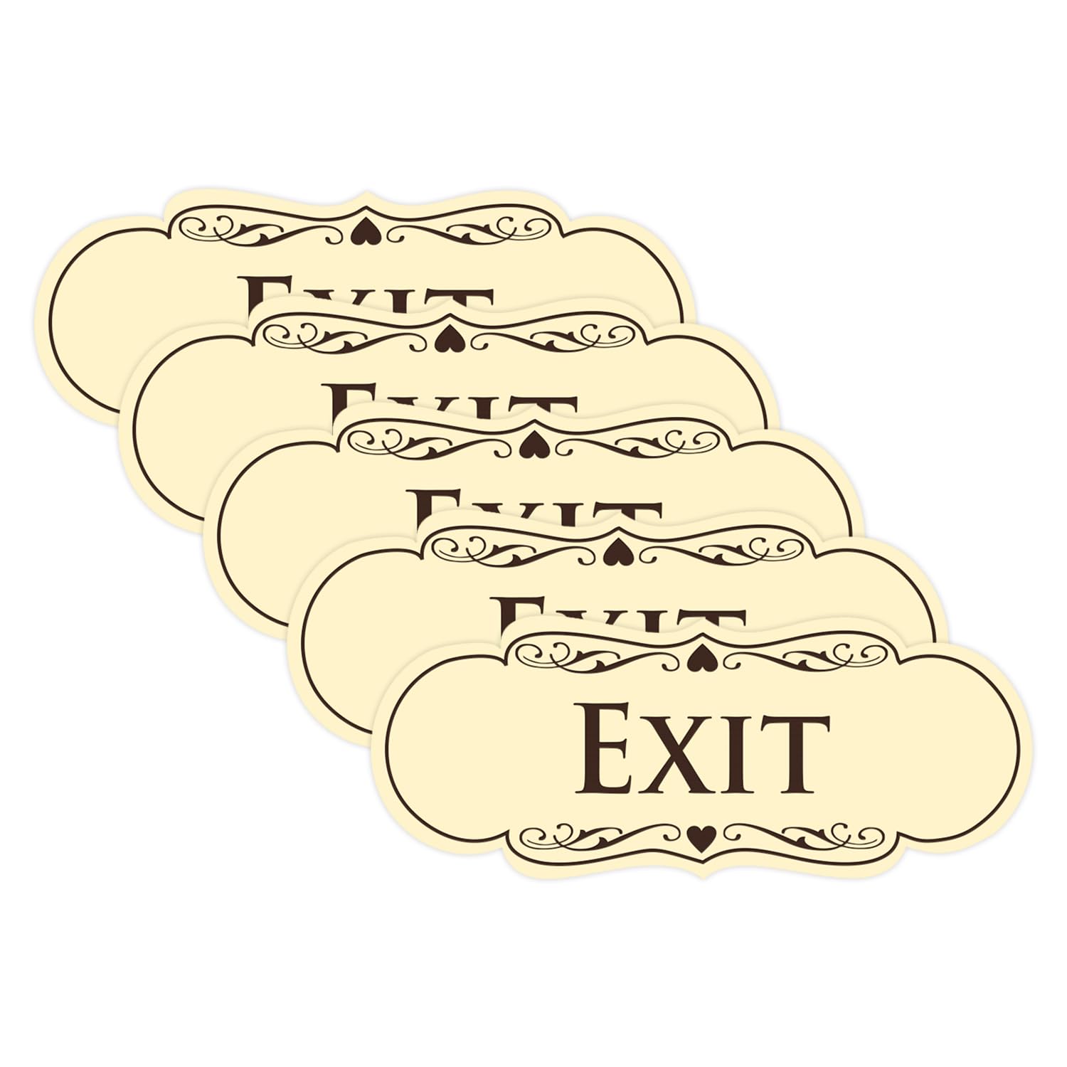 Designer EXIT Sign - Ivory/Dark Brown - Small