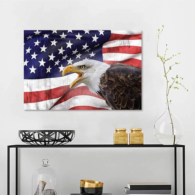 在庫限りッ アウトレット 新品 送料無料bignut ウォールアート 100 手描き アメリカ国旗 ハクトウワシとアメリカ国旗 セール30 Off Www Medicinfo Ro