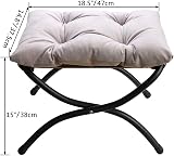 HollyHOME Foldable Foot Stool with Metal Legs Gray Living Room Ottoman view 6