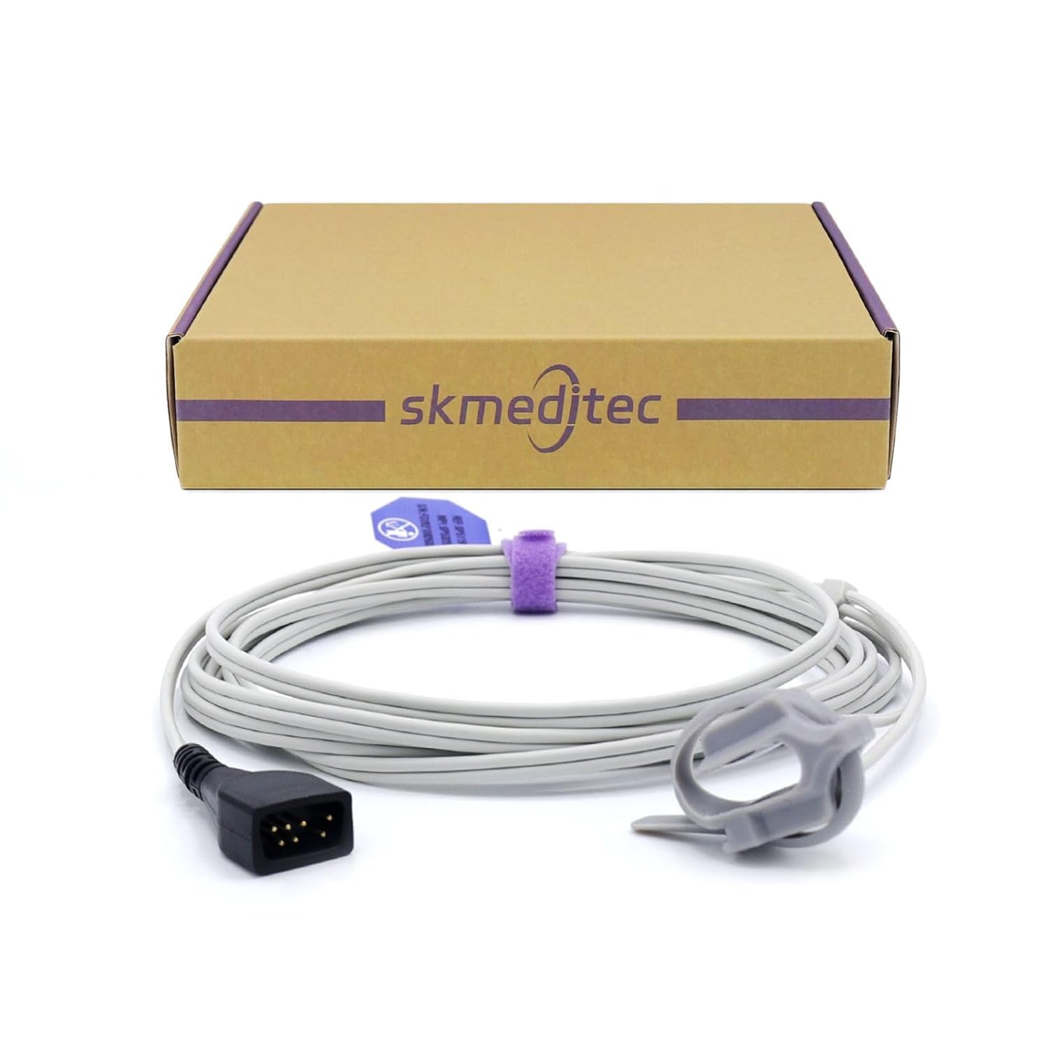 skmeditec Compatible with Nonin SpO2 Sensor Direct Connect Cable, 9.8FT Silicone Foot Wrap Probe with 7 Pins Connector, Replacement Cord