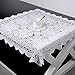 yazi Crochet Tablecloth Foral Handmade Table Doilies Cotton Lace Table Cover Square Dresser Scarf Sofa Doilies White Color 23.6inch