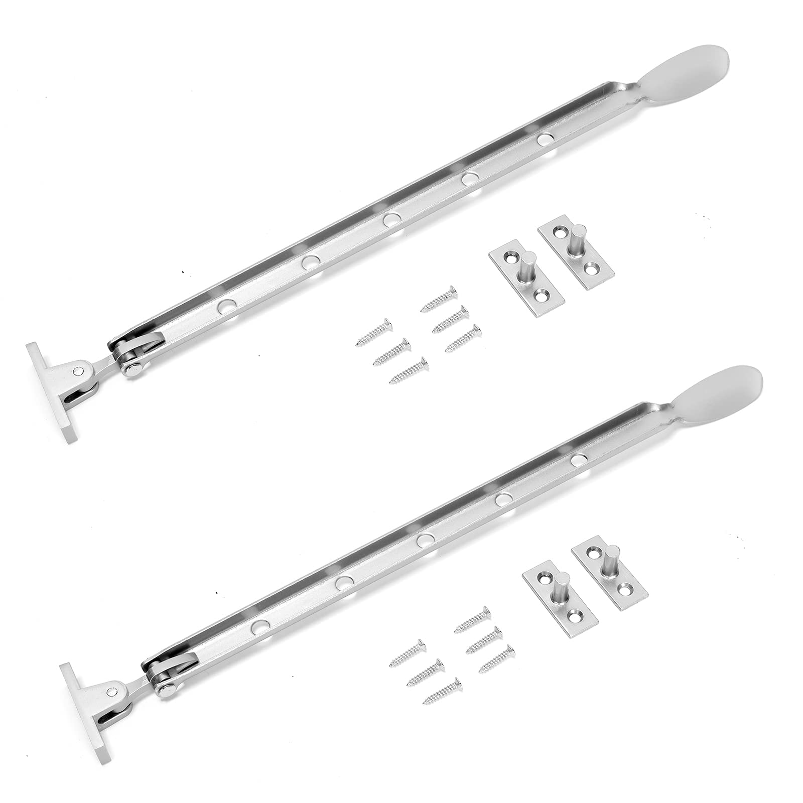 Ruimou 2Pcs 12 Inch Casement Window Latch Adjustable Window Push Rod Windbreak Support with Screws for Metal Windows, Safe Lock