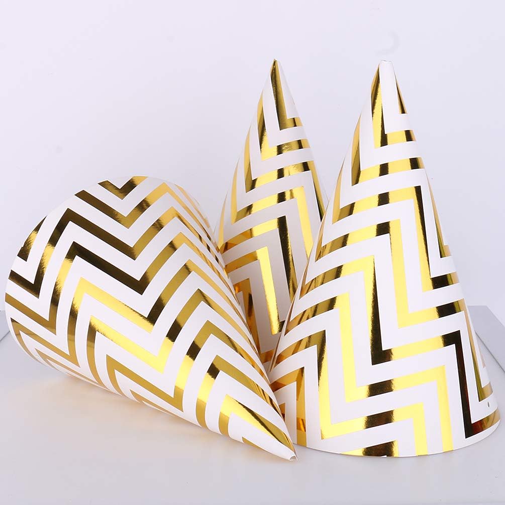 Gold Birthday Party Cone Hats, 12 ct: Clothing