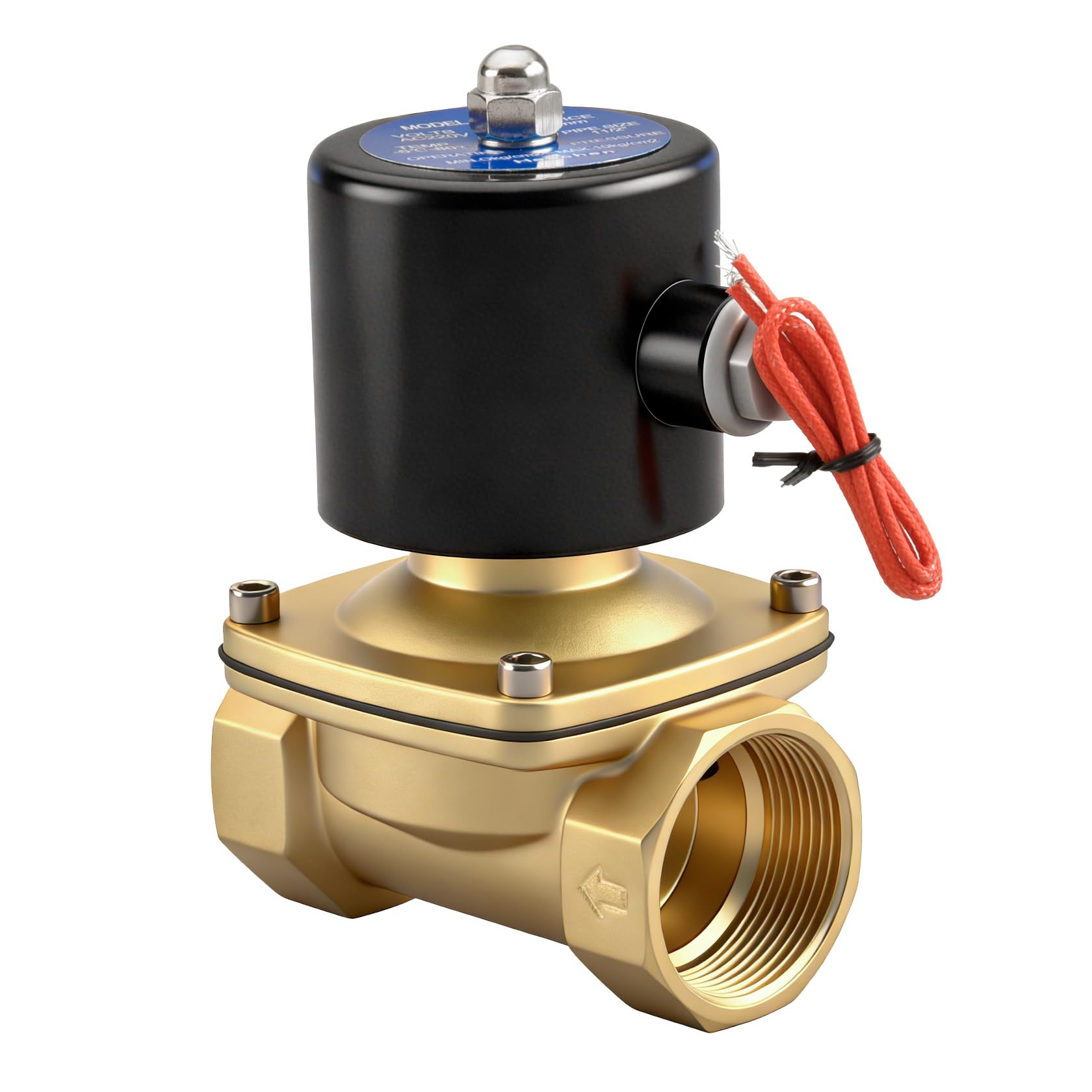 Heschen Brass Electric Solenoid Valve, 2W-400-40, 1-1/2 Inch, AC220V, Direct Action Water Normally Closed Replacement Valve