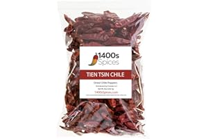 8oz Chili Tien Tsin Whole. Dried Chinese Red Peppers for Hunan or Szechwan Cooking – Ideal for Asian, Thai, Indian, Mexican Dishes by 1400s Spices