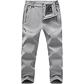 TBMPOY Men's Snow Ski Hiking Pants Fleece Lined Waterproof Winter Pant Softshell Camping Travel Ice Fishing Hunting Pant