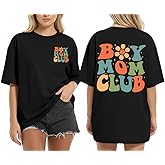 Mama Shirt Boy Mom Club Graphic Oversized Mom Shirt Cool Moms Club Short Sleeve Gifts Tops