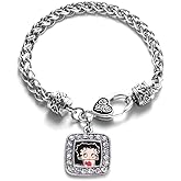 Inspired Silver - Silver Square Charm Bracelet with Cubic Zirconia Jewelry