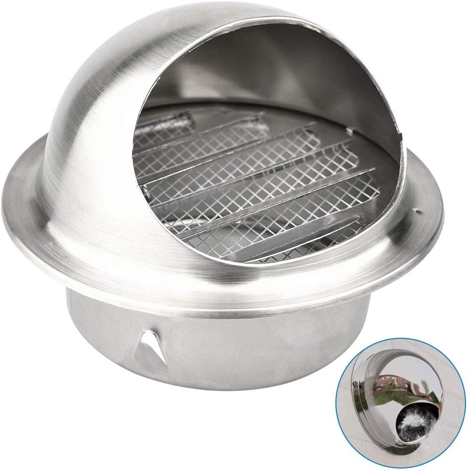 SNAGAROG Ventilation Cover Stainless Steel Air Vent Round Wall Vent Outlet Metal Ventilation Grille Ducting Suit for 4 inch Diameter Pipes for Home or Industrial Applications(ø100mm,Silver)