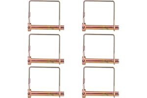 WISSXNA 6PCS Heavy Duty PTO and Hitch Lynch Square Pins, Clip and Cast Iron Pull Ring & Positioning Pin for Trucks, Tractors, Hand Carts, Towing Mowing,Lawn Mowers & Trailers(1/4’’ *2-1/2’’)