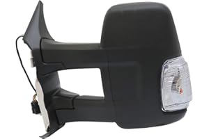 LONGLING Driver Left Side Mirror Replacement Long Arm Power Mirror and Heated With Turn Signal Light Fit Ford Transit 150 250 350 from 2015-Onward