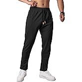MAIKANONG Men's Workout Pants with Zipper Pockets Tapered Sweatpants for Casual Gym Running Jogger Track Pants