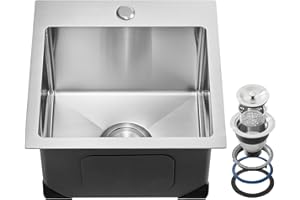 VEVOR 15 inch Kitchen Sink Workstation, 304 Stainless Steel Top Mount Sinks, Drop-in Single Bowl Farmhouse Basin with Accesso