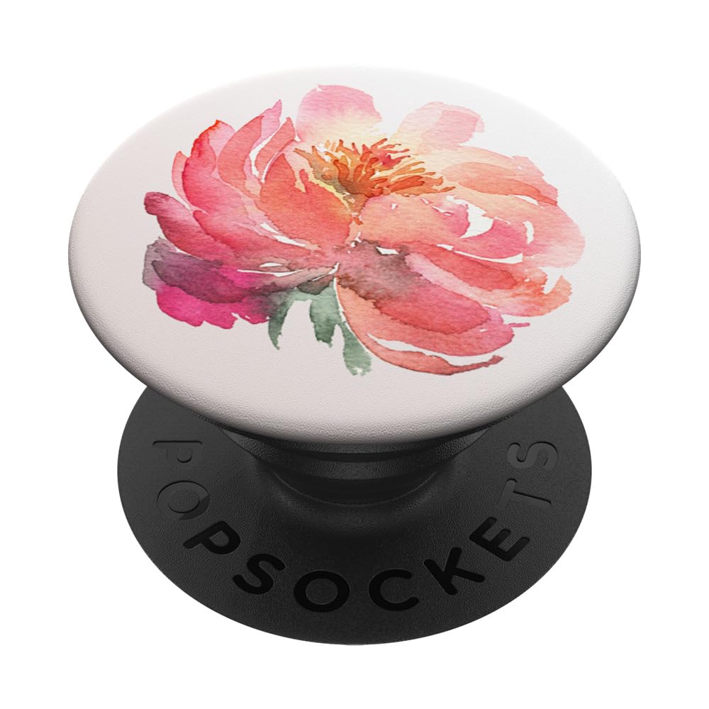 Pretty Pink Blush Coral Peony Flower on Rose Gradient PopSockets Adhesive PopGrip