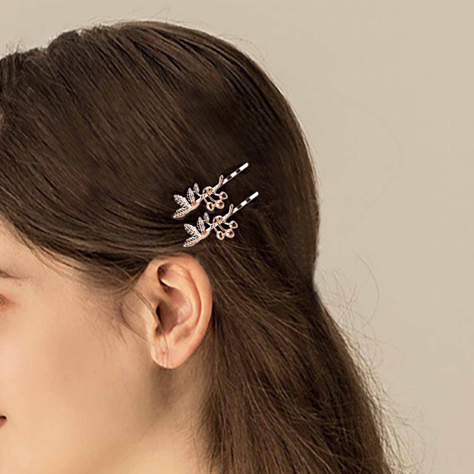 Aneneiceera Boho Leaf Hair Clip Vintage Gold Four Leaf Hair Pin Retro Hair Barrette Bride Hair Bobby Pins Wearing Hair Clamps Wedding Hair Accessories for Women and Girls 2Pcs(Leaf B)