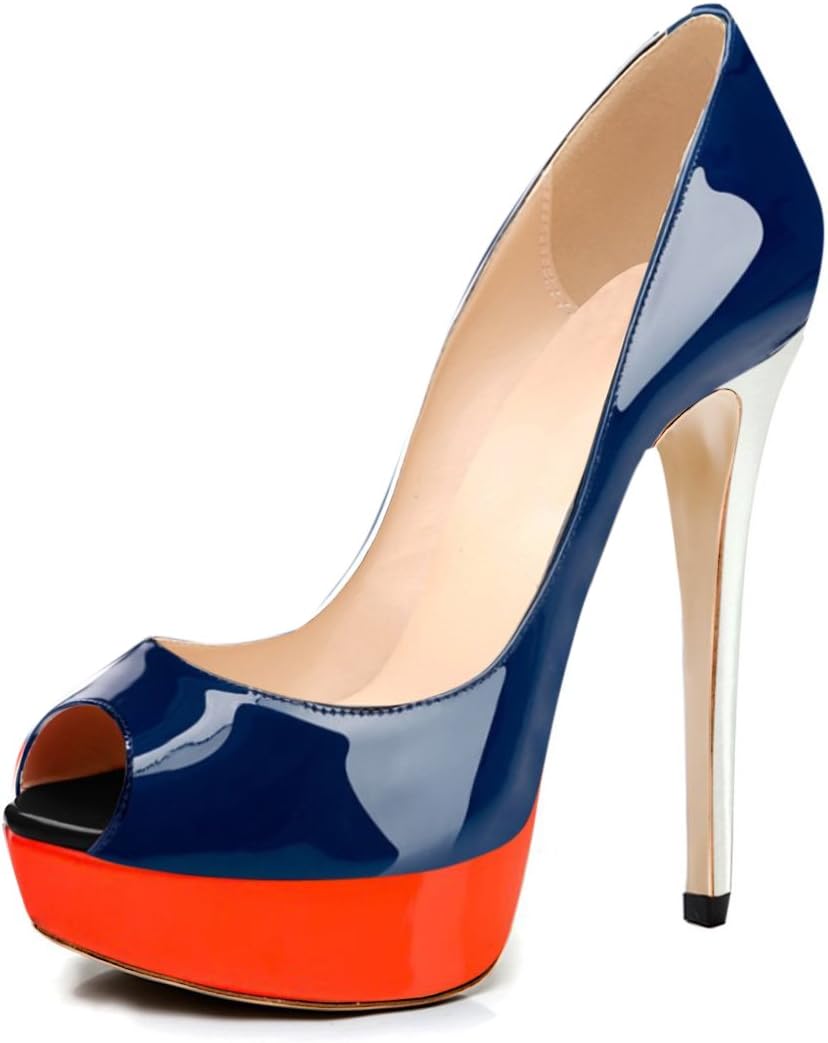 Joogo Women Peep Toe Pumps Platform Thin Heel Stiletto Sandals Wedding High Heels Slip On Dress Shoes