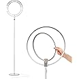 Brightech Eclipse Dimmable LED Floor Lamp, Modern Torchiere Floor Lamp for Living Rooms & Offices – Super Bright Tall Lamp with Dimmable Options for Reading, Standing Lamp Living Room Décor - Silver