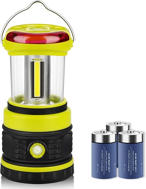 Amazon Com Led Camping Lantern Cob Battery Lantern 3d Batteries Included 1200lm 4 Light Modes Waterproof Lantern Flashlight Perfect Tent Light For Power Outage Hurricane Survival Hiking Fishing Sports Outdoors