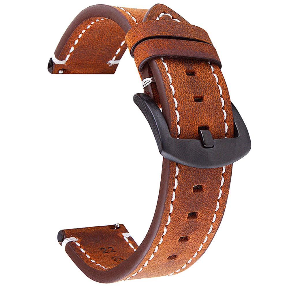 Watch Band 18mm Genuine Leather Watch Strap Retro Smartwatch Band