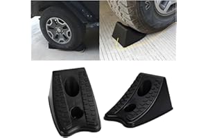 FALVFUN Car Wheel Chocks, 2PCS Heavy Duty Solid Rubber Camper Wheel Chock with Non-Slip Base, Strong Trailer Tire Stopper to Keep Your Car in Place, Universal for RV Camper Travel Trailer
