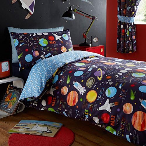 Harwood Textiles Planets Single Duvet and Pillowcase + FREE Space Alien Sparkle Stickers