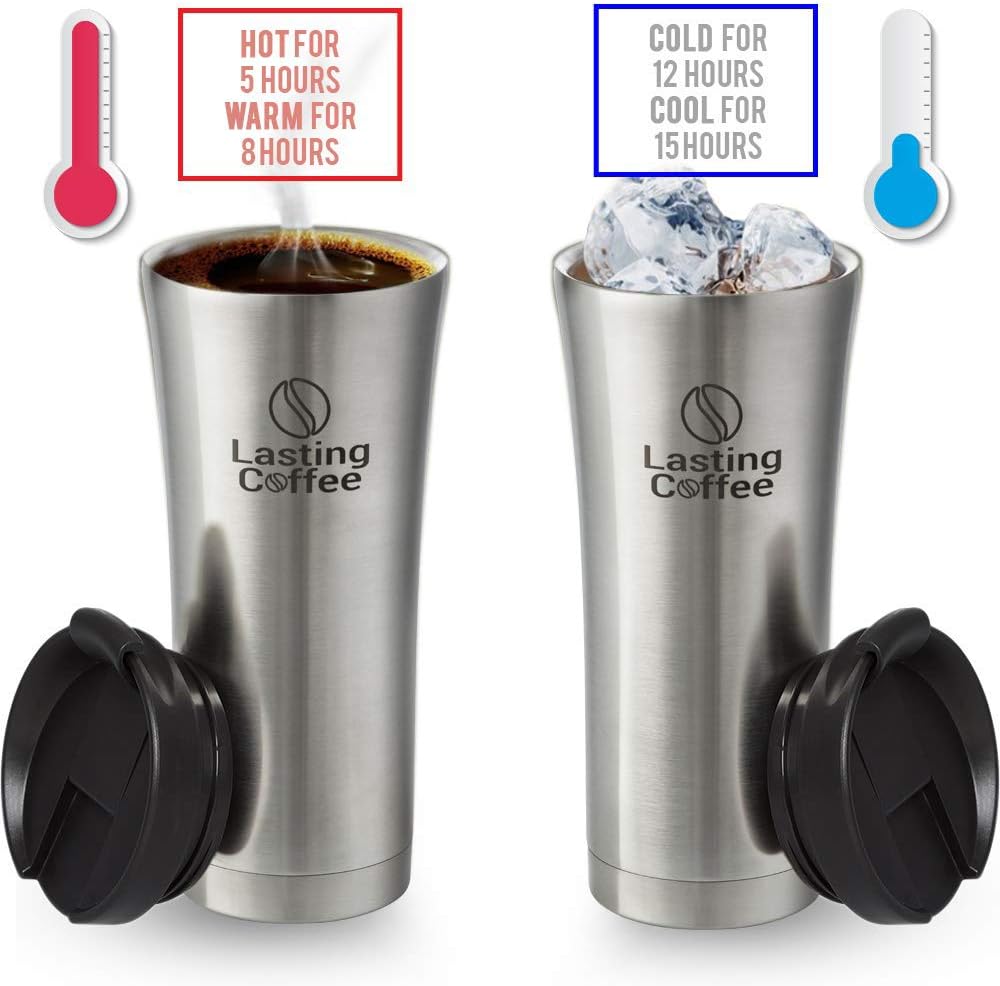 Amazon Com Artmusekitsmikash Lasting Coffee Leak Proof Dishwasher Safe Double Wall Vacuum Insulated Stainless Steel Travel Mug 16 Oz Silver Old Kitchen Dining