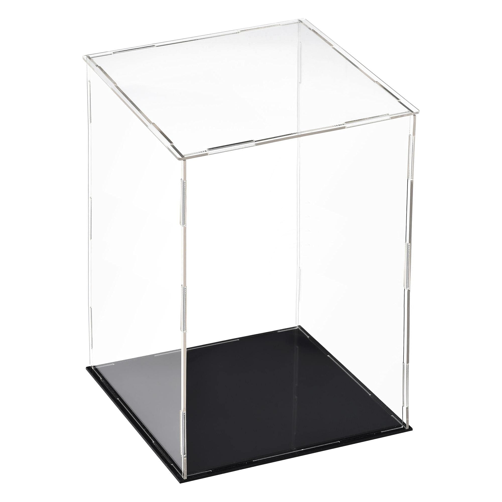 TA-VIGOR Acrylic Clear Display Case, 20 x 20 x 30cm Assemble Countertop Box Cube Organizer Stand Dustproof Protection Showcase with Black Base for Action Figures Toys Collectibles Home Storage — image 1