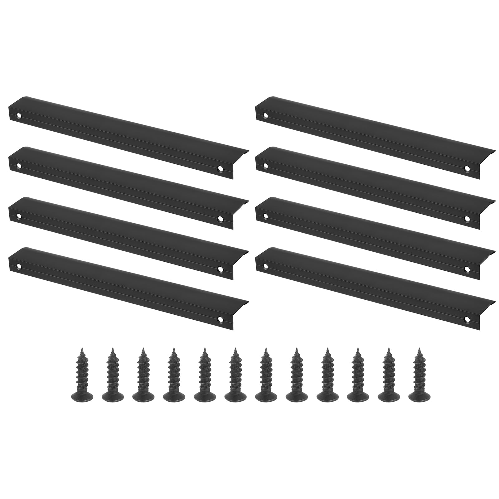 PATIKIL Mount Finger Edge Pull, 8 Pack 250mm/9.84" Aluminum Alloy Concealed Handle Cabinet Edge Pulls with Screws for Home Kitchen Furniture Door Drawer, Black