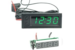MACHSWON Car led Temperature Clock, Electric Clock Digital Temperature Voltmeter Gauge Clock with Light Car Decorative Accessories 12V 3 in 1