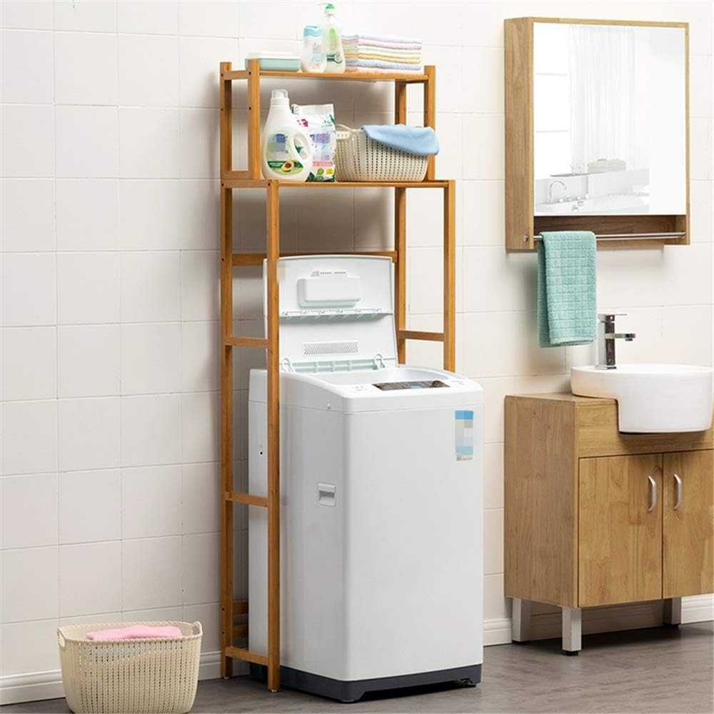 Bathroom Cabinets Freestanding Over The Toilet Storage Shelf Units For Laundry Room Bamboo Bathroom Space Saver 2 Layer Suitable For Bathroom And Bedroom Color Bamboo Size 64 X 27 X 175cm
