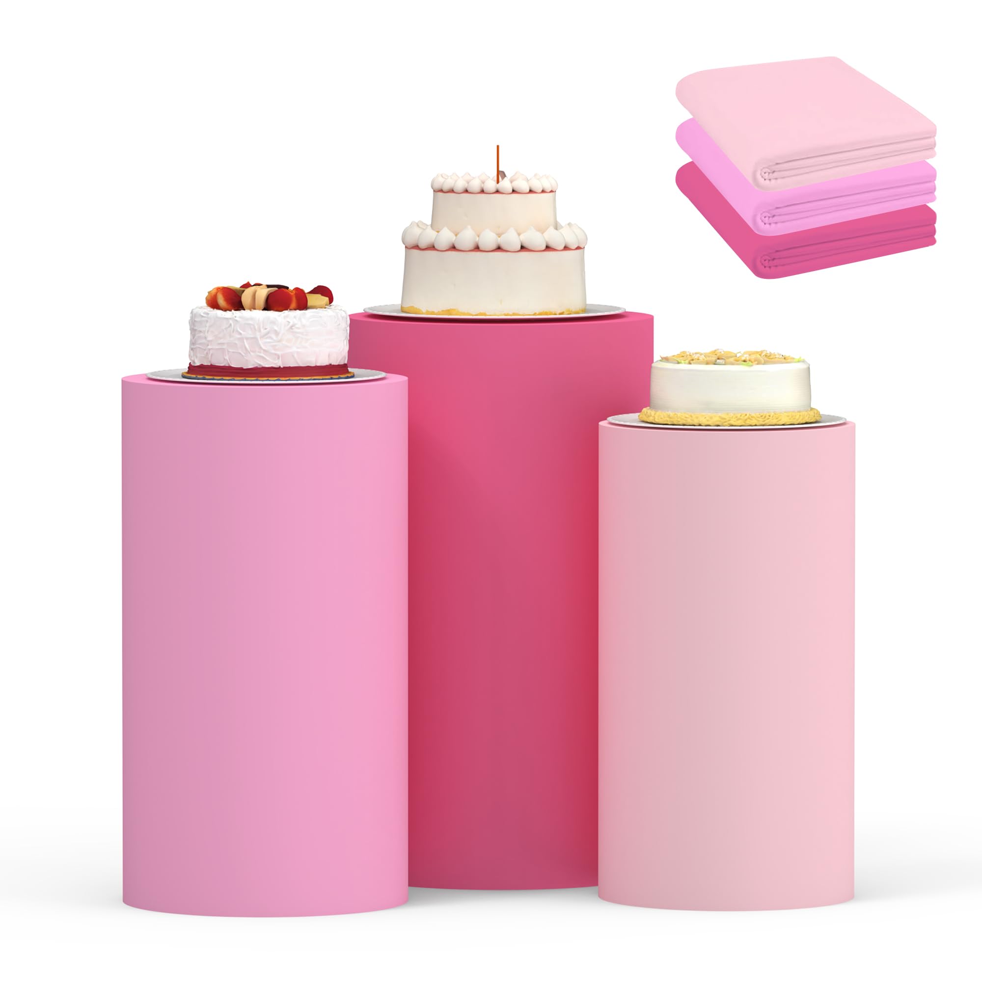 Photo 1 of Friiko Cylinder Covers Set of 3, Cylinder Stand Covers for Parties,Round Pedestal Stand Covers for Cylinder Stands for Wedding Party Birthday Display(Cylinder Stands Not Included)