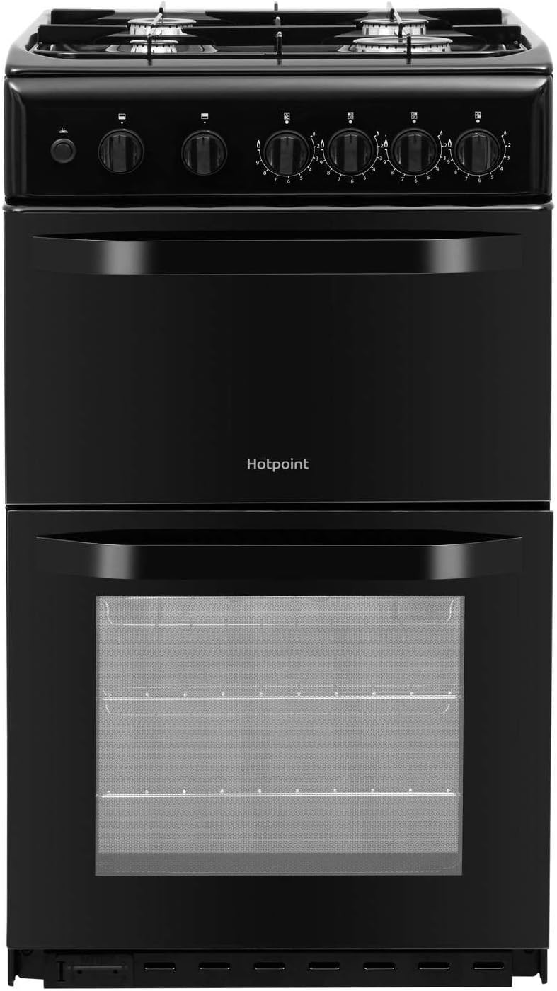 Hotpoint 50cm Double Cavity Gas Cooker Black HD5G00KCB