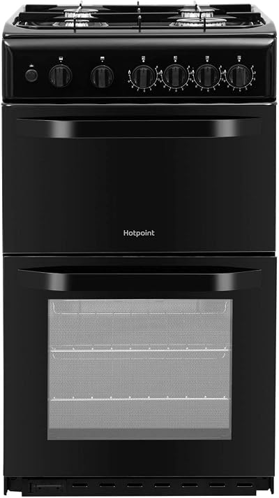 Hotpoint 50cm Double Cavity Gas Cooker Black HD5G00KCB