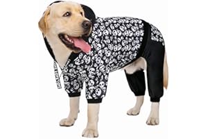 MIAODODO Halloween Dog Sweatshirt Dog Hoodies with Pocket Winter,Fleeced Dog Clothes for Medium Large Dogs, Pullover Hooded Sweatshirt Hoodie Black Halloween Skeleton Dog Costume