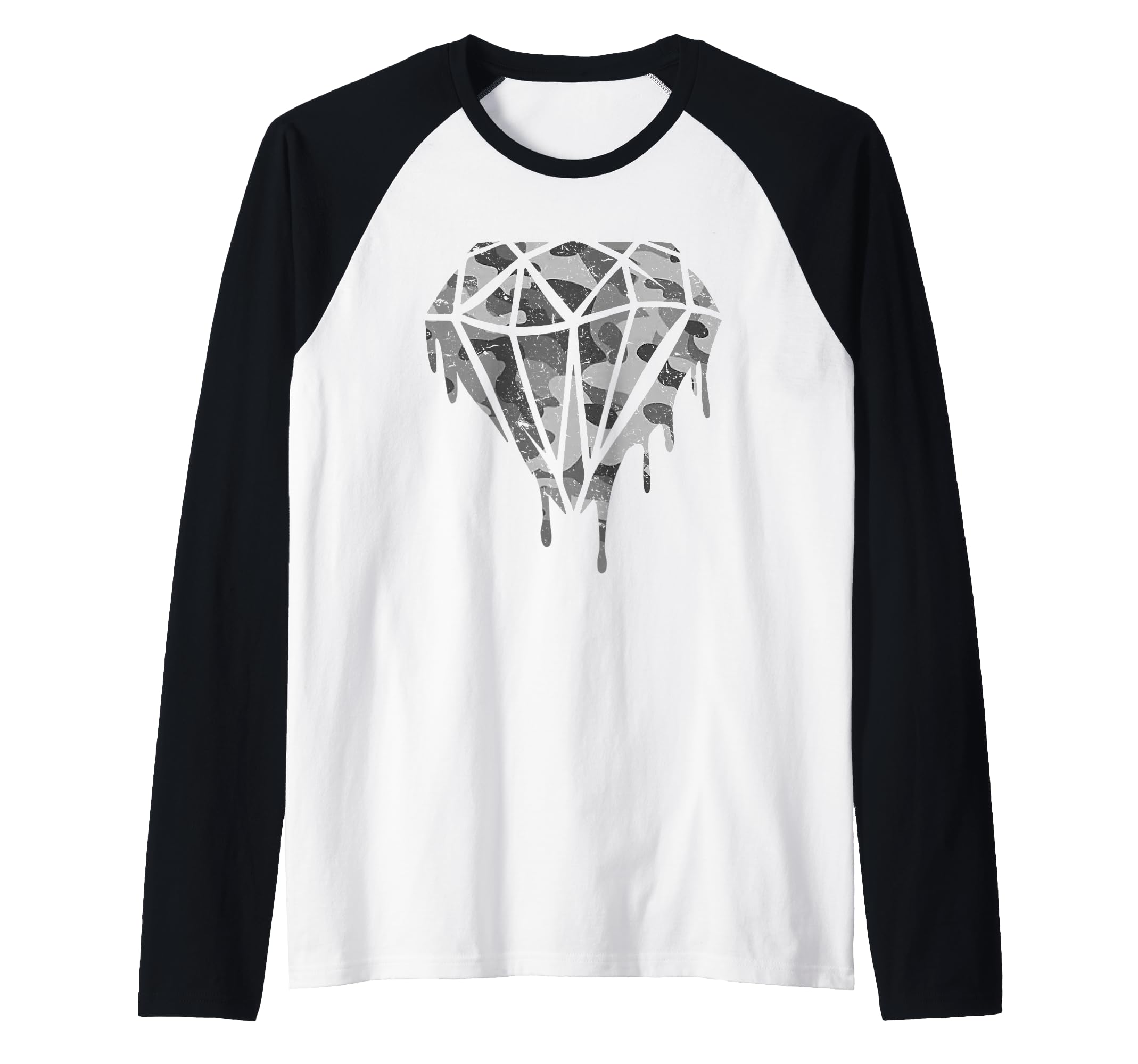 White Camo Melting Crying Diamond Raglan Baseball Tee