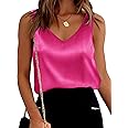 SimpleFun Women's Satin Tank Tops Dressy Casual V Neck Summer Sleeveless Silk Blouse Shirts